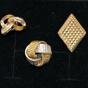 14K lot 3 pieces single earrings solid